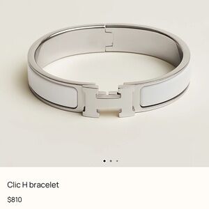 Hermes Clic H Bracelet - White and Silver
